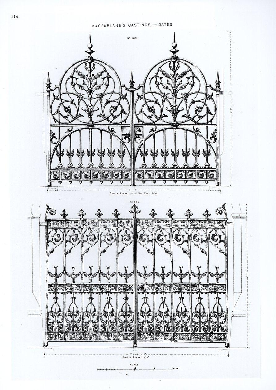 Design för gjutjärnsräcken, från Macfarlanes Castings av English School