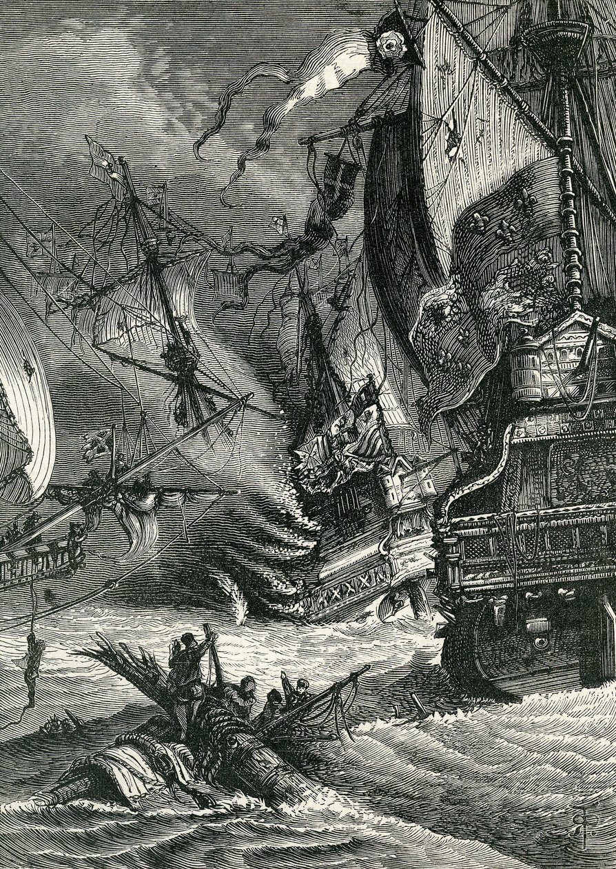 Förstörelsen av den spanska armadan, 1865 av English School