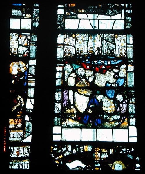 Detalj från ett av fönstren, mitten av 1400-talet (målat glas) av English School