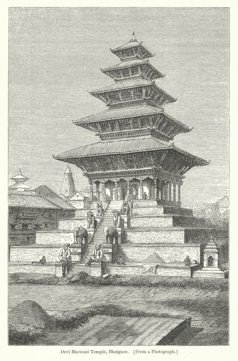 Devi Bhowani Temple, Bhatgaon (gravyr) av English School