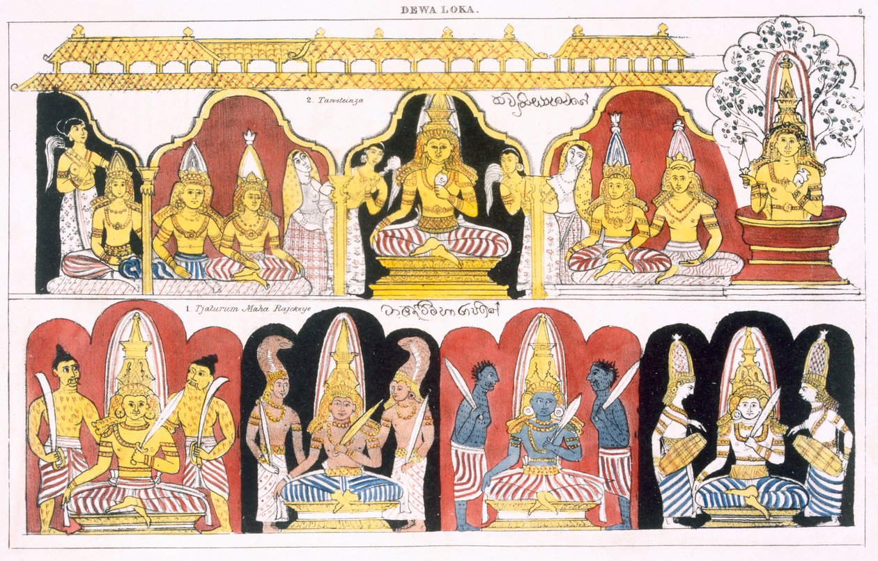 Dewa Loka, från The History and Doctrine of Buddhism av Edward Upham, 1829 av English School