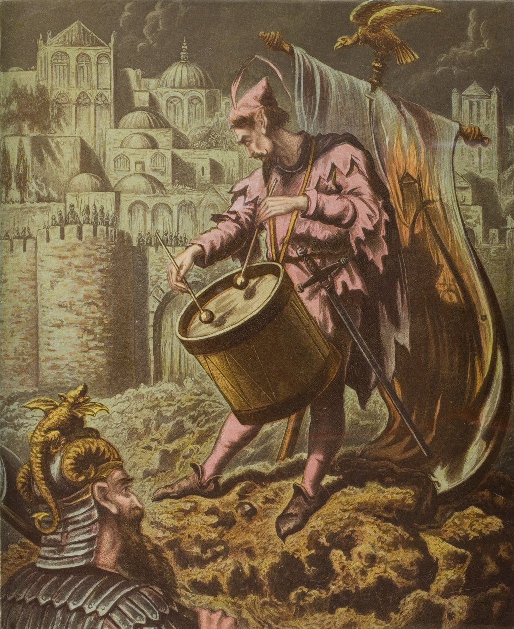 Diabolus trummis framför Mansouls murar, illustration från 
