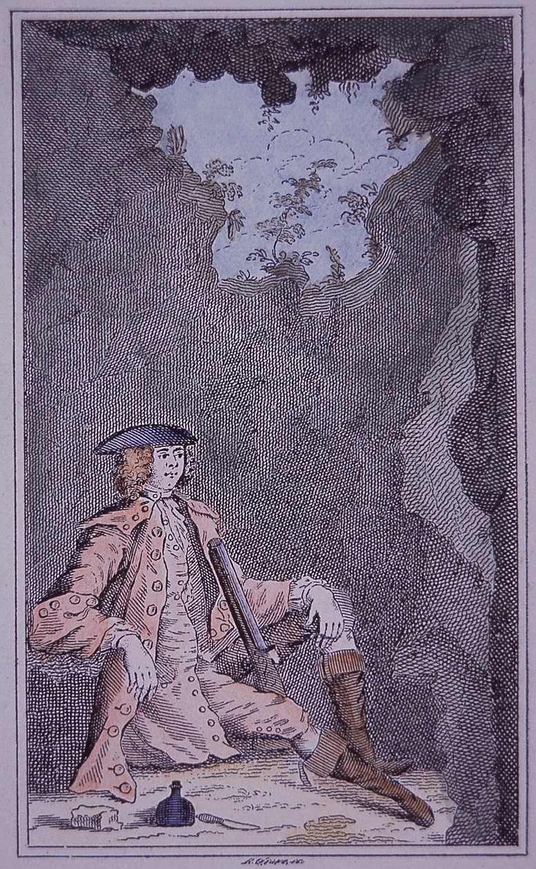 Dick Turpin gömmer sig i en grotta, från Richard Bayes 