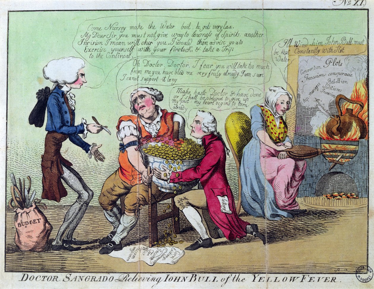 Doktor Sangrado befriar John Bull från gula febern av English School