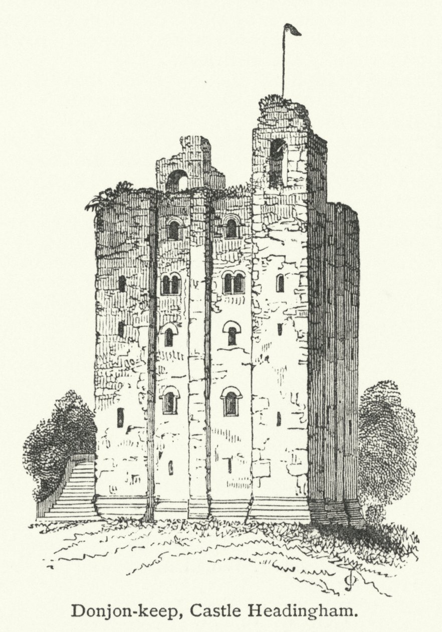 Donjon-keep, Castle Headingham (gravyr) av English School