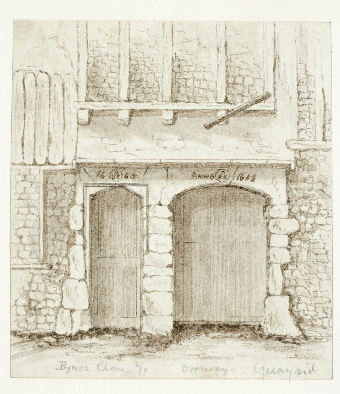 Doorway, Byker Chase, Quayside, Newcastle (sepia bläck på papper) av English School