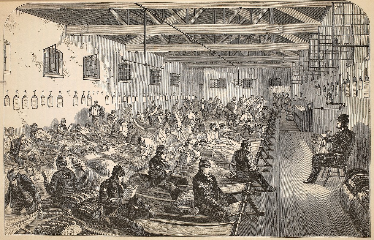 Sovsal vid Coldbath Fields Prison, illustration från The Criminal Prisons of London och scener från Prison Life av Henry Mayhew och John Binny, pub. 1862 av English School