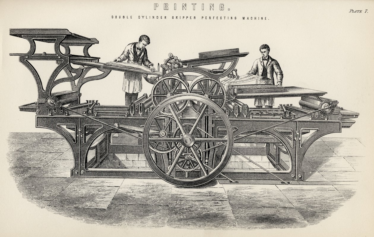 Dubbelcylindrig gripmaskin för perfektion, från The National Encyclopaedia, publicerad av William Mackenzie, London, sent 1800-tal av English School