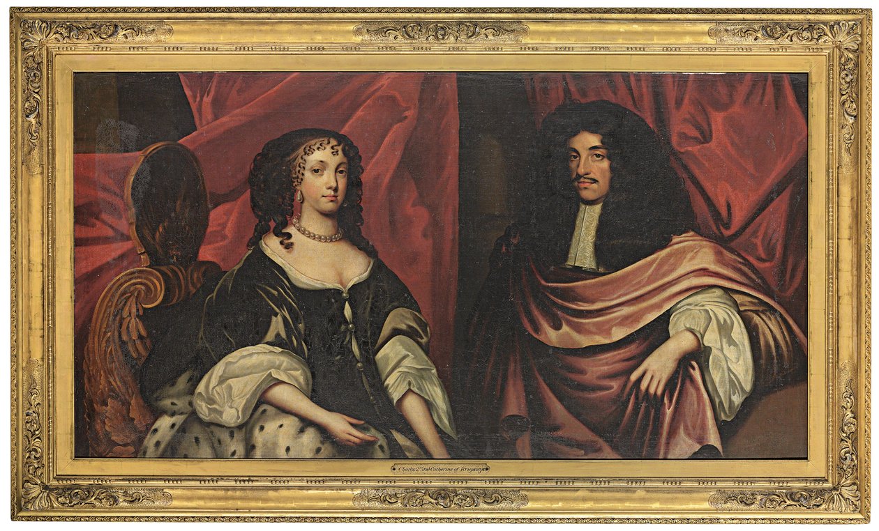 Dubbelporträtt av kung Karl II och Katarina av Braganza, c.1665 av English School
