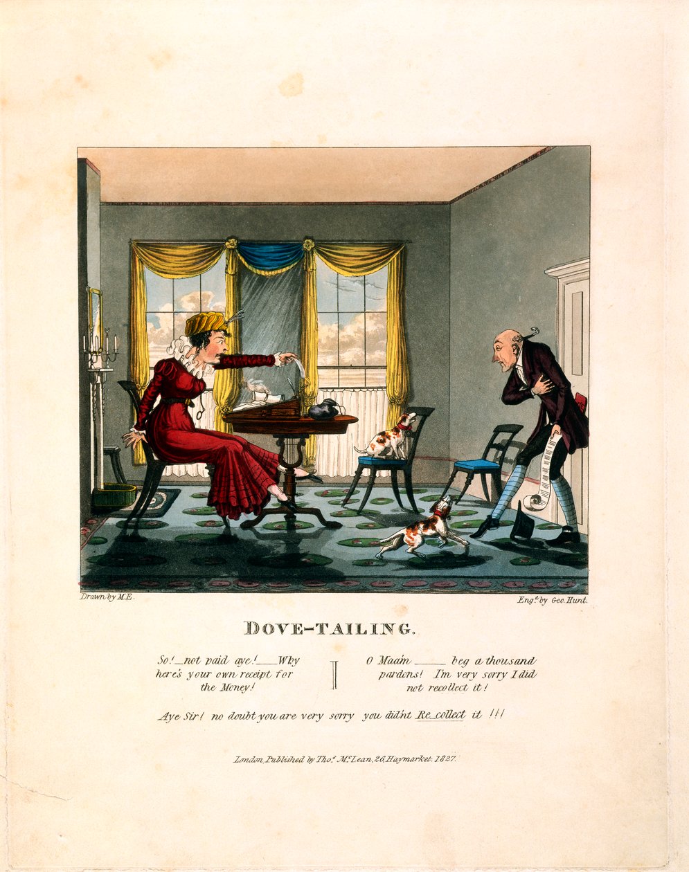 Dove-tailing, graverad av George Hunt, publicerad av Thomas Mclean, 1827 av English School