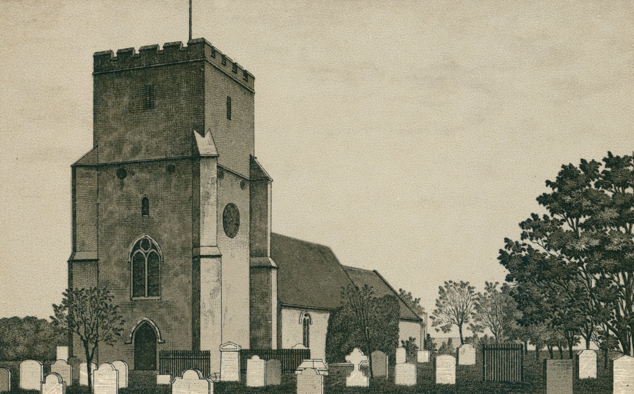 Dovercourt kyrka (litografi) av English School
