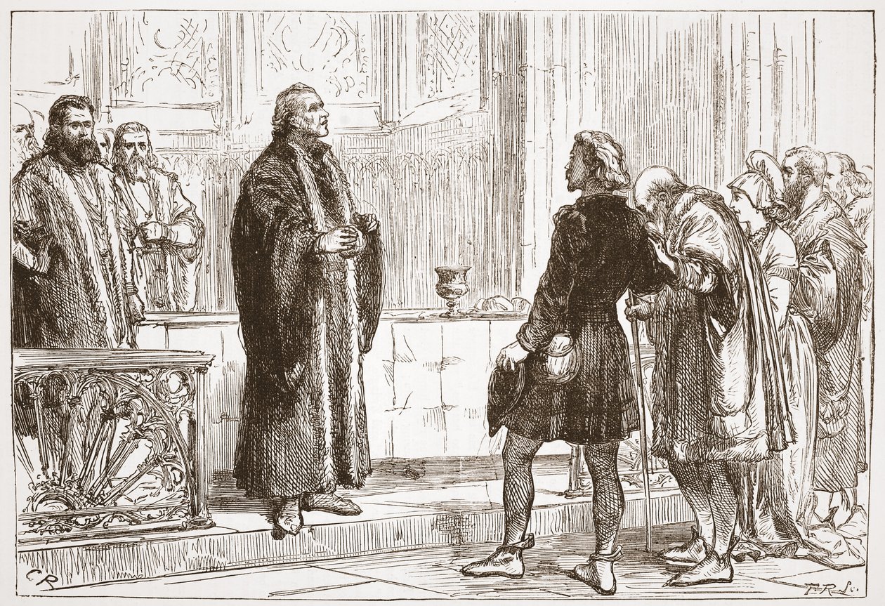 Dr Haller som utdelar nattvarden i Berns katedral, illustration från The History of Protestantism av James Aitken Wylie (1808-1890), pub. 1878 av English School