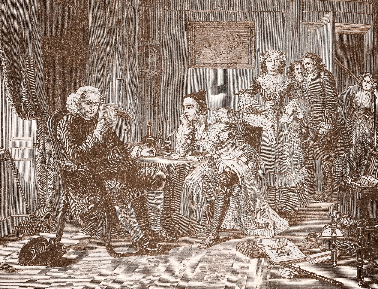 Dr Johnson räddar Goldsmith från sin hyresvärdinna av English School