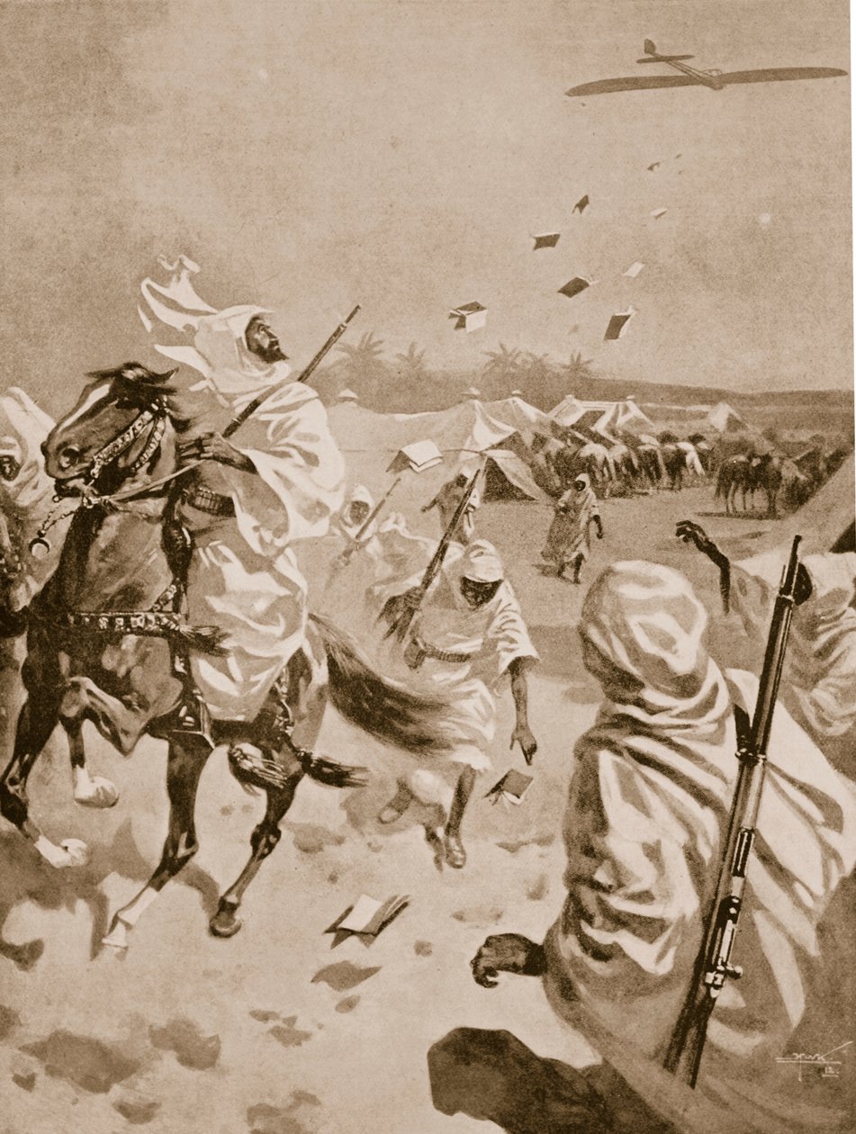 Att släppa pamfletter om araberna under det italiensk-turkiska kriget, 1911-12 av English School
