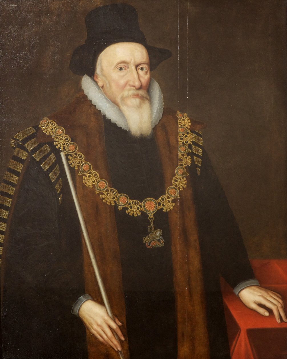 Earl of Dorset (olja på panel) av English School