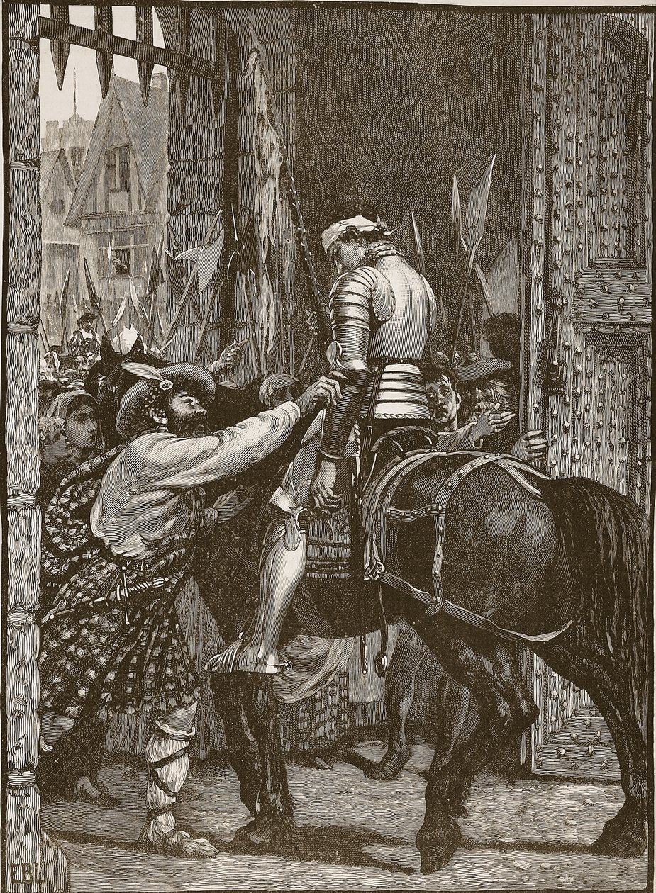 Edinburgh efter Flodden, illustration från Cassells Illustrated History of England (sepiafoto) av English School