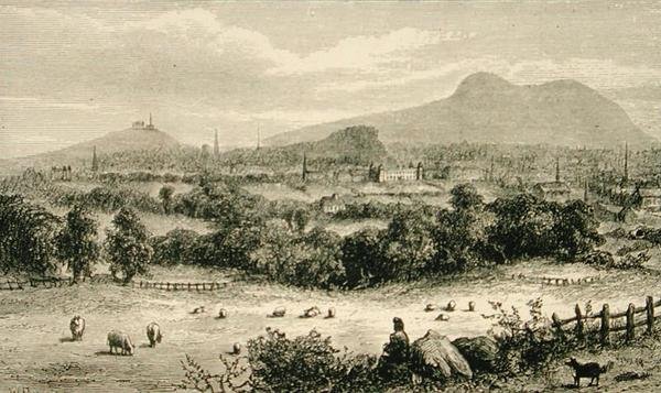 Edinburgh omkring 1880, från "Scottish Pictures" utgiven av Religious Tract Society. av English School