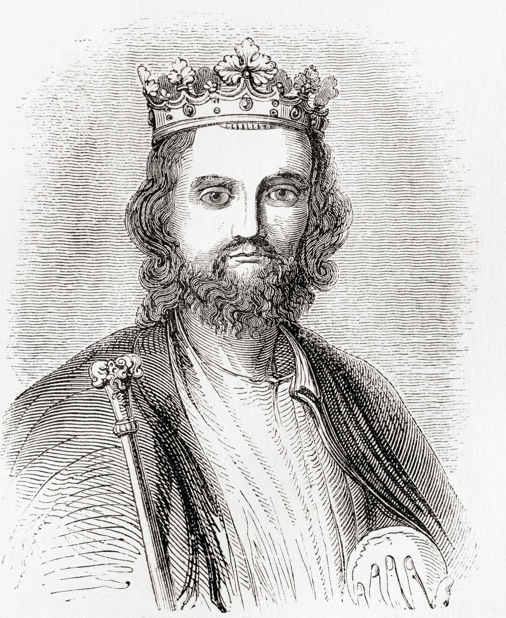 Edward II, alias Edward av Caernarfon, från Gamla England: A Pictorial Museum, publicerad 1847 av English School
