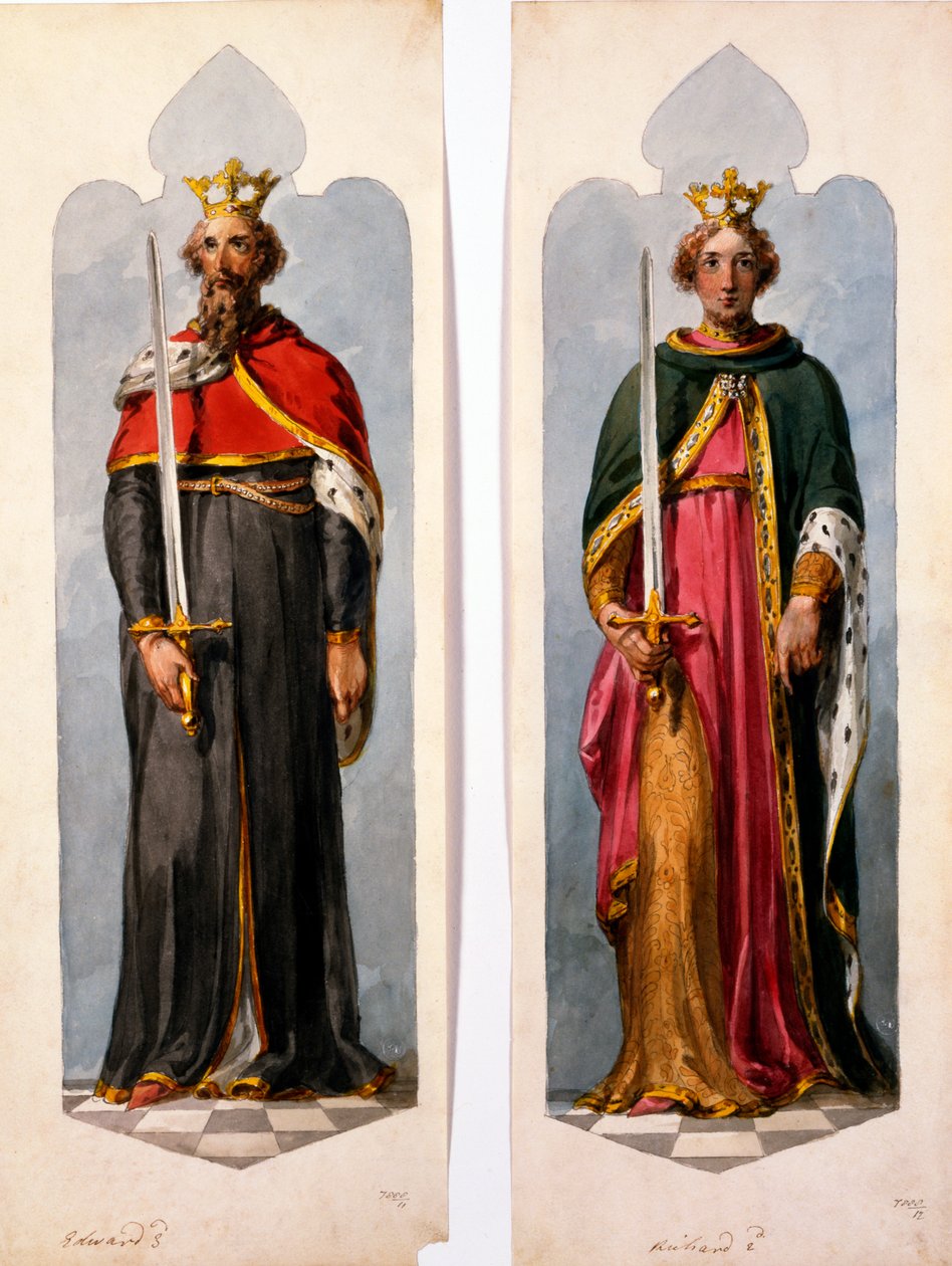 Edward II och Richard I (wc på papper) av English School