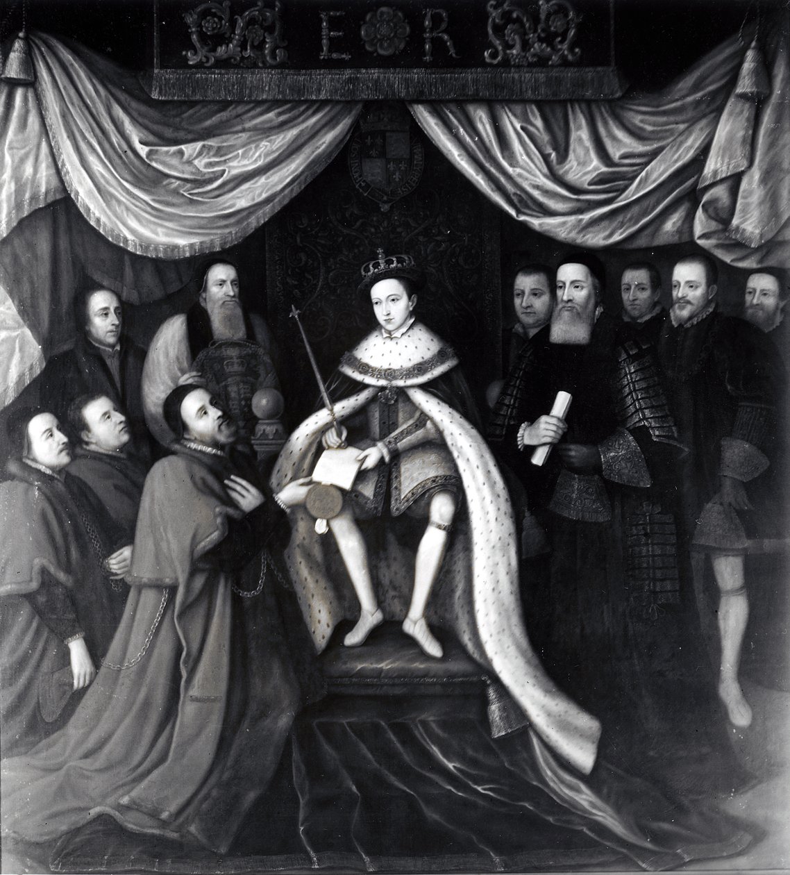 Edward VI (1537-53) Udstedelse af charteret til Bridewell og Bethlehem Hospitaler i 1553 (se også 111677) swed av English School