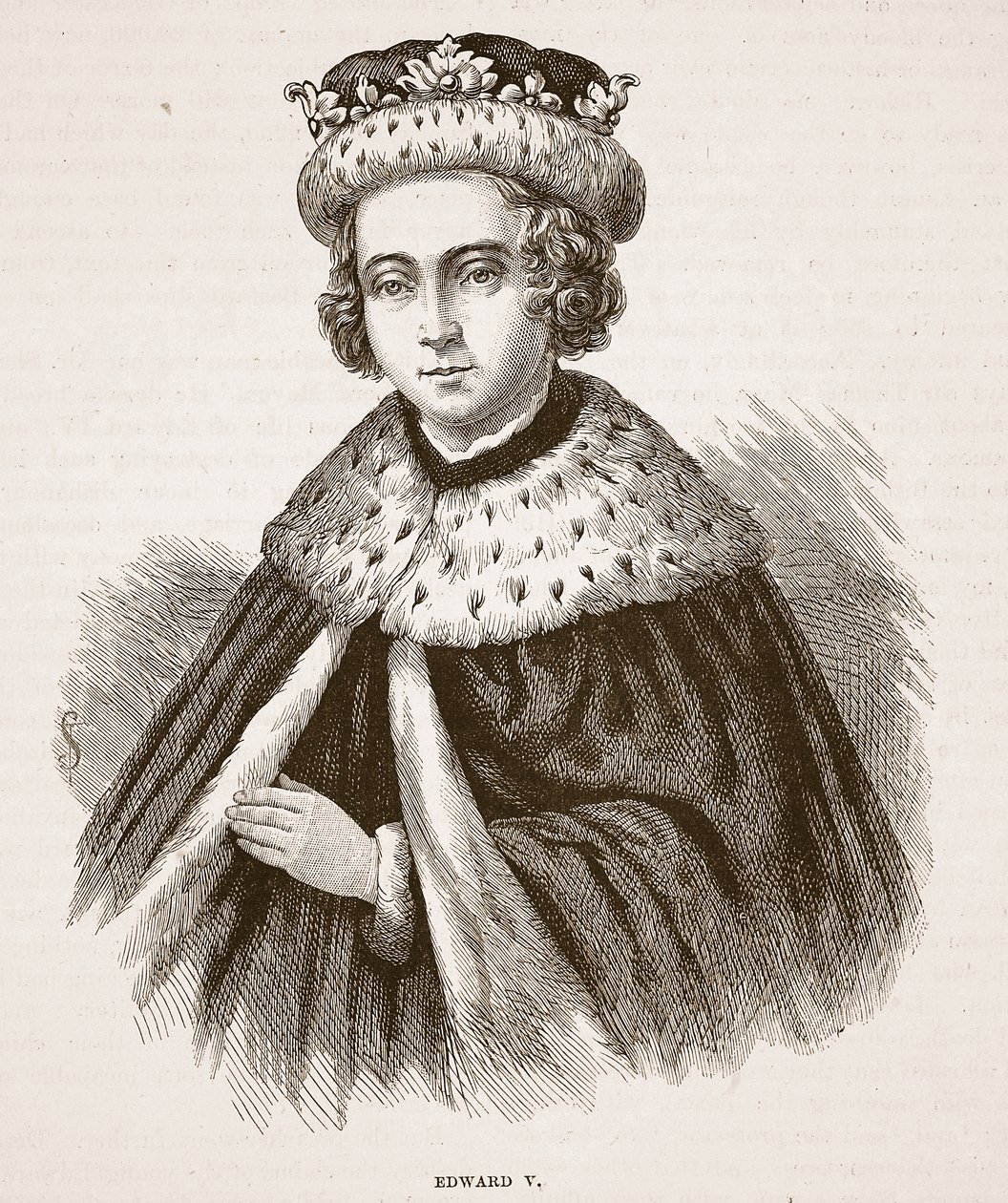Edward V, illustration från Cassells Illustrated History of England (sepiafoto) av English School