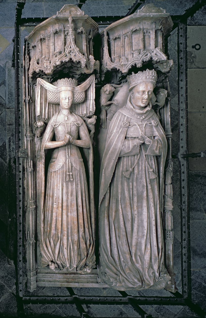 Bildningar av Thomas Fitzalan, 5:e earlen av Arundel och hans fru Beatrice, i Fitzalans kapell (alabaster) av English School