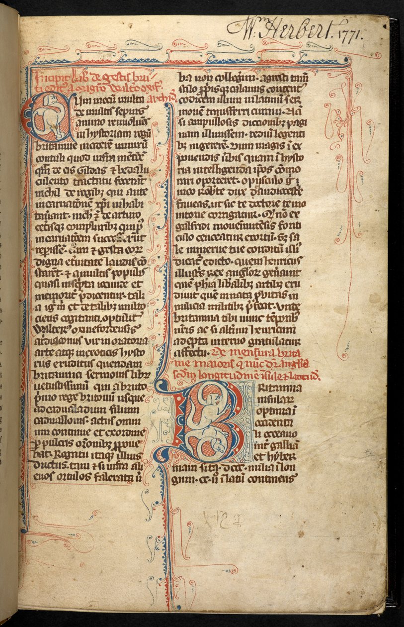 Egerton 3142, f.1r, Text med en upplyst initial, 
