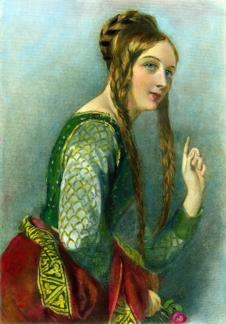 Eleanor av Aquitaine, drottning av Henrik II, tryckt av Henry G. Bohn, 1856 (färgstick) av English School