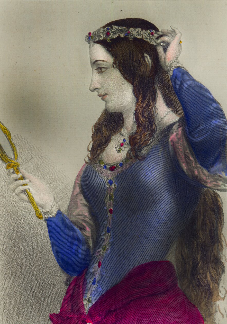 Eleanor av Provence, drottningkonsort av Henrik III av England, tryckt av Henry G. Bohn, London, 1856 (färgstick) av English School
