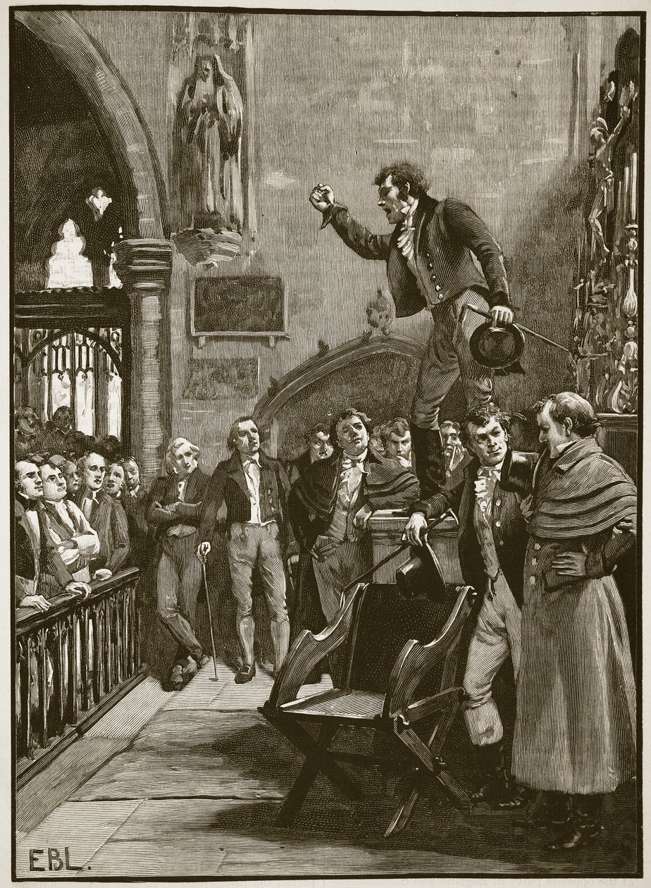 Valmöte i Irland, 1825, illustration från Cassells Illustrated History of England (sepiafoto) av English School
