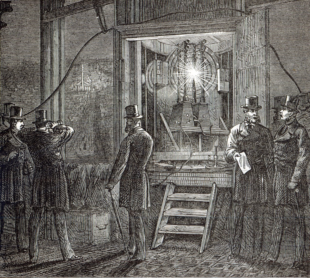 Elektriska apparater för klocktornet, Houses of Parliament från The Illustrated London News, 16 augusti 1873 av English School