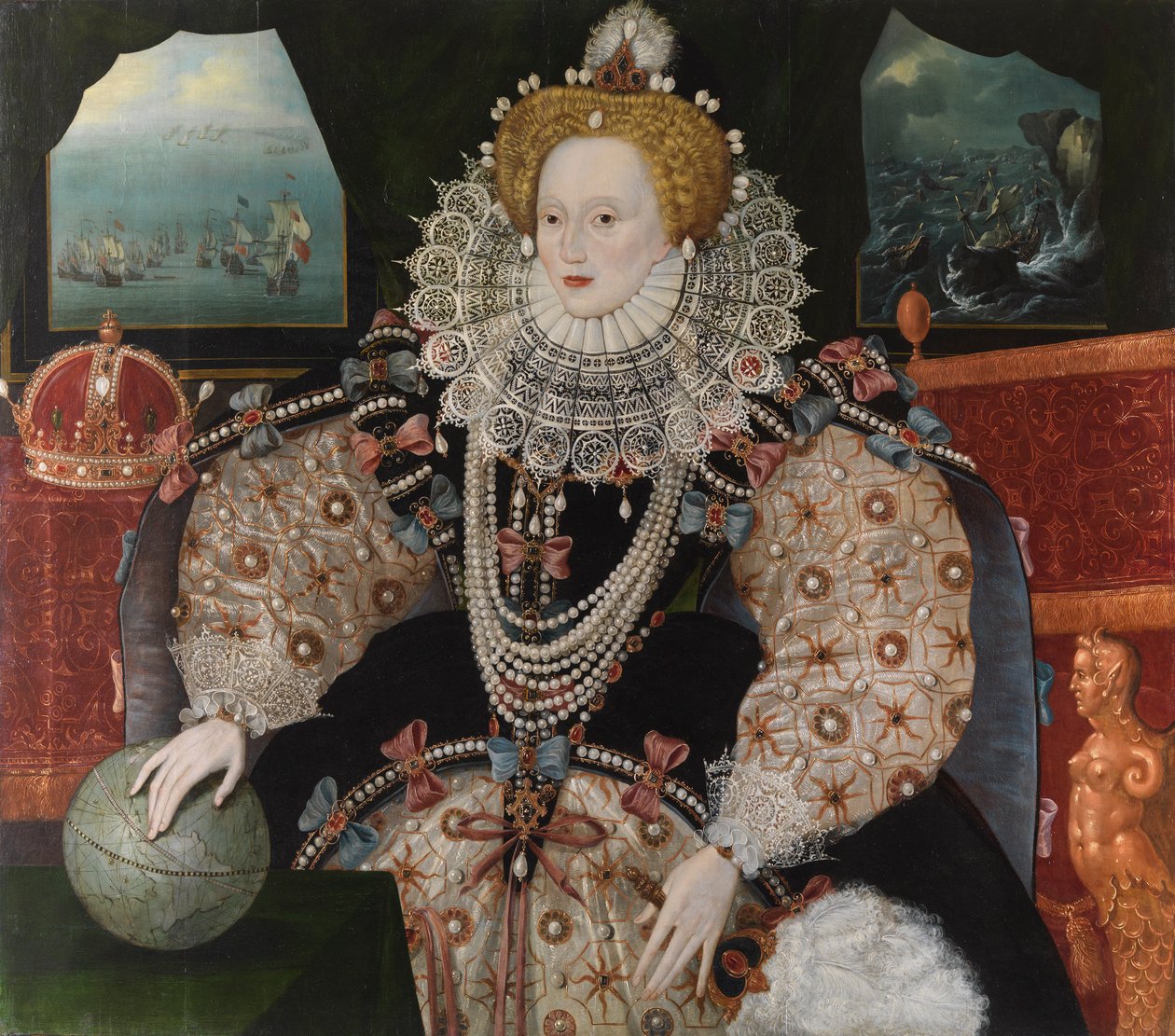 Elizabeth I (Armadaporträttet), ca 1588 (olja på ekpanel) av English School