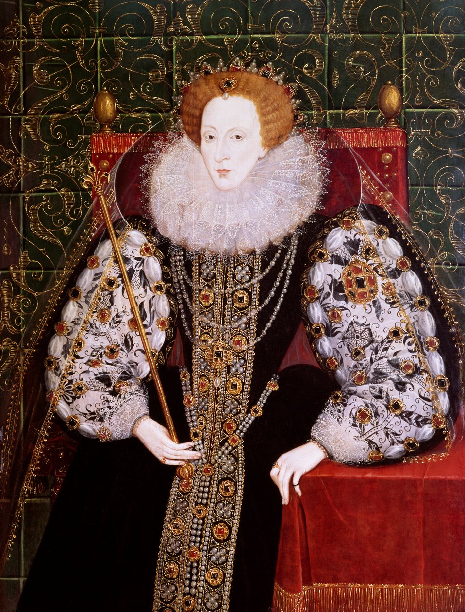 Elizabeth I, ca 1590 (olja på pannå) av English School