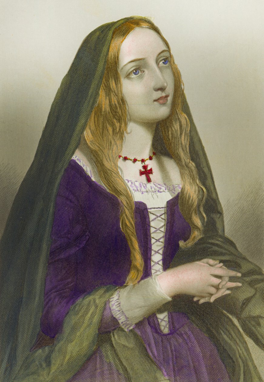 Elizabeth Woodville, Queen Consort of Edward IV, King of England, tryckt av Henry G. Bohm, 1856 av English School
