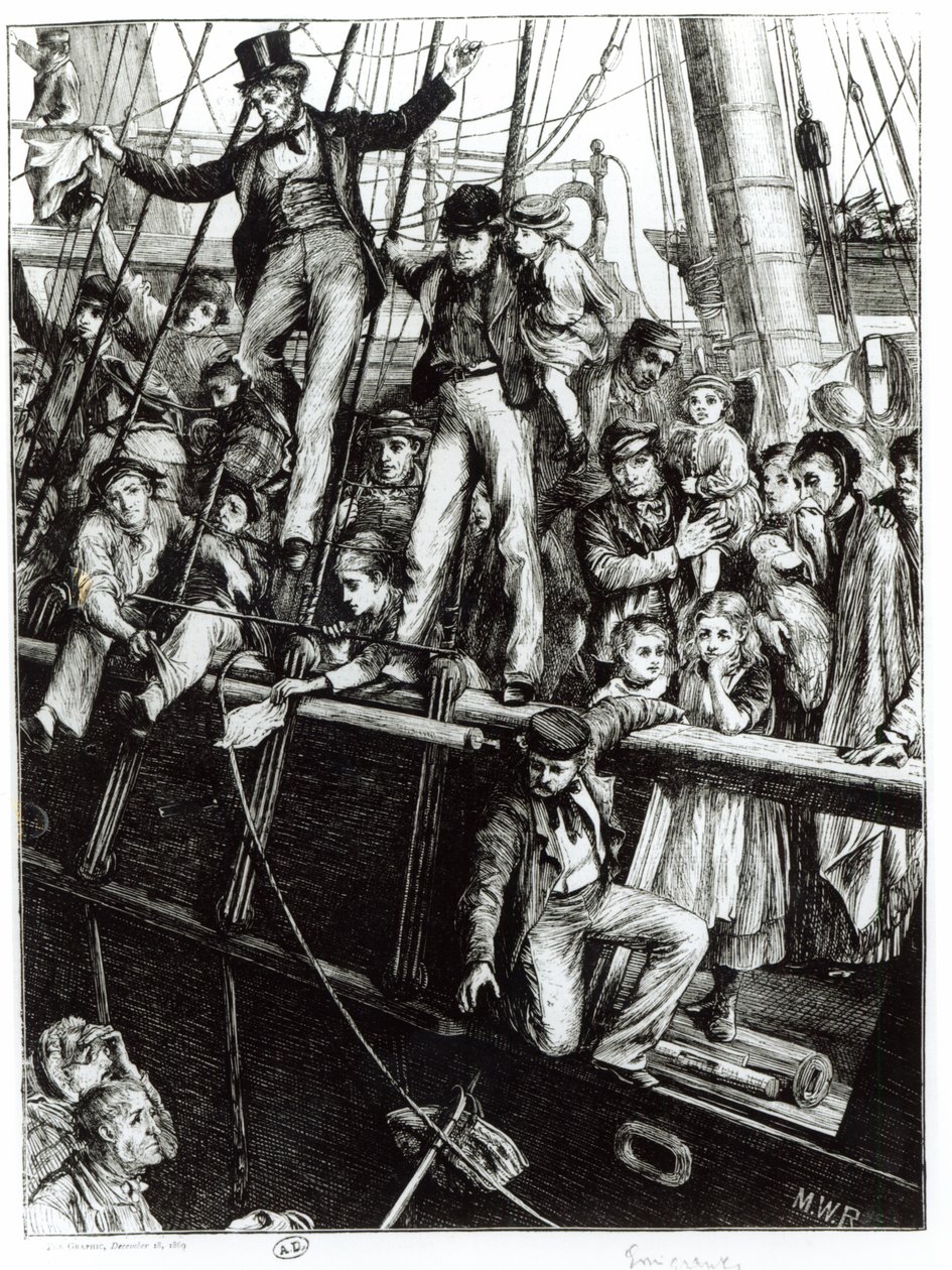 Emigrants Leaving Old England, från tidningen The Graphic, 18 december 1869 av English School