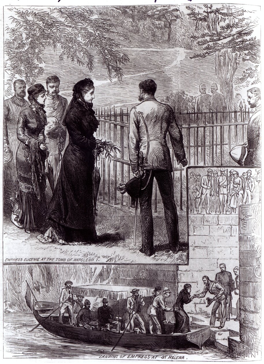 Kejsarinnan Eugenie besöker Napoleon I:s grav på St. Helena, 1880 av English School