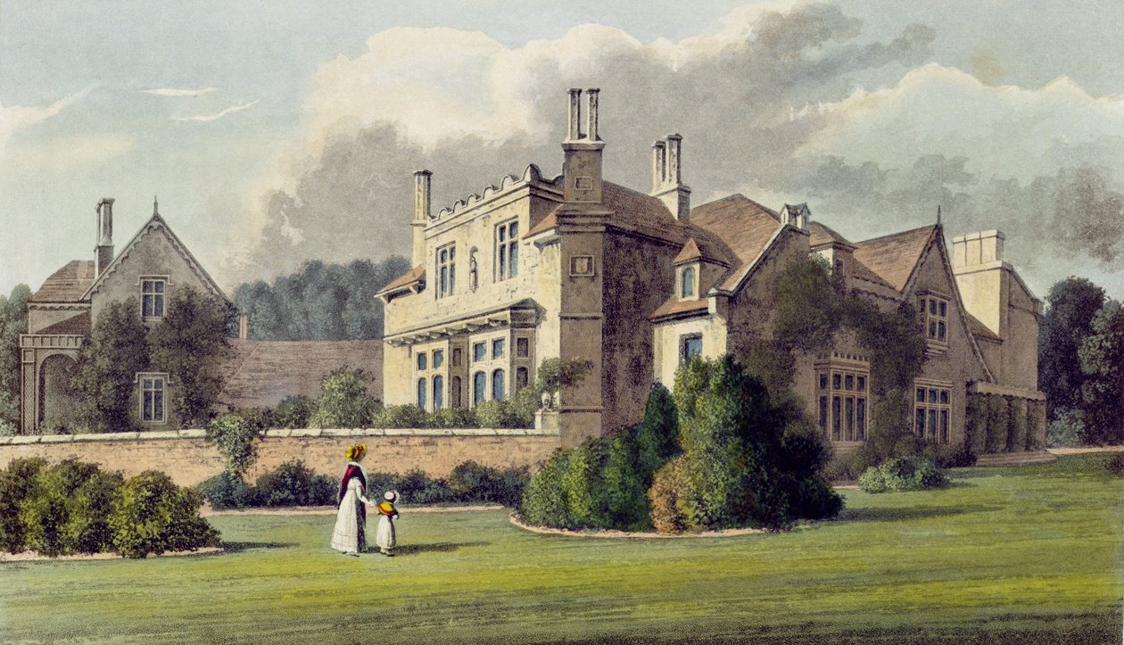 Endsleigh, från Ackermanns Repository of Arts, 1823 (färgad litho) av English School
