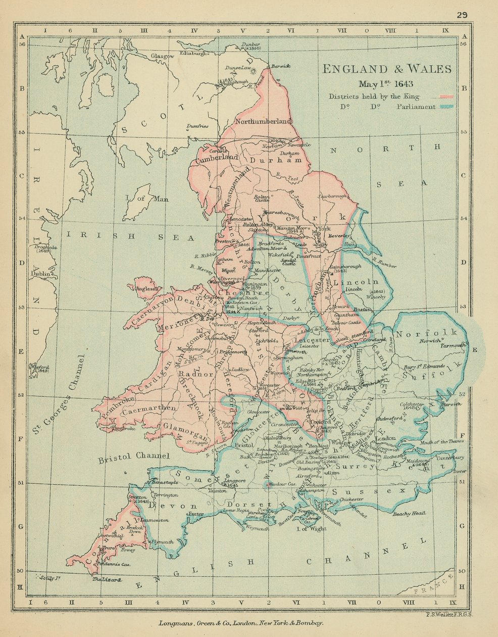 England  Wales (färglitografi) av English School
