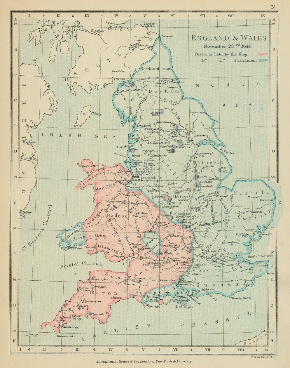 England  Wales (färglitografi) av English School