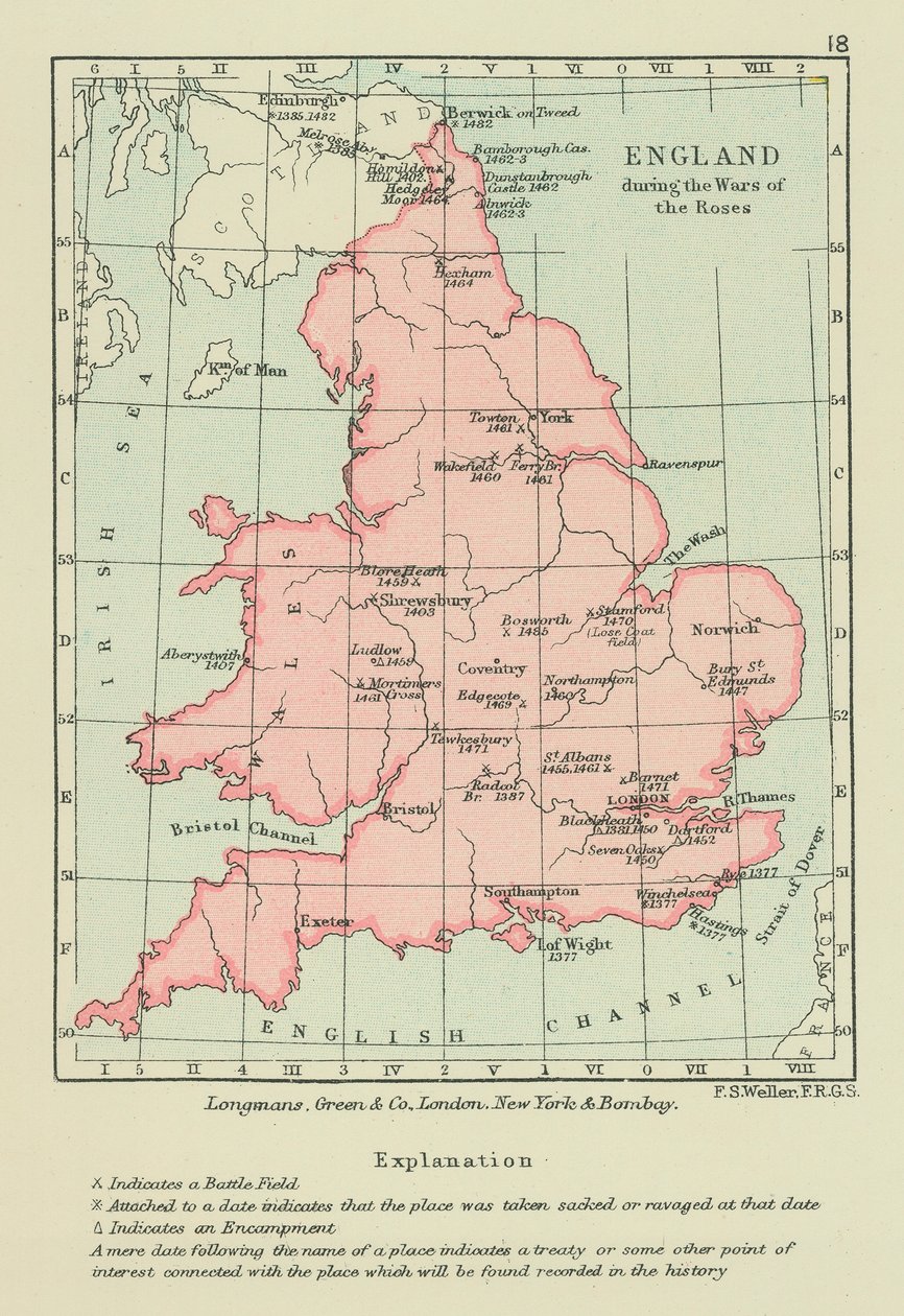 England under Rosornas krig (färglitografi) av English School