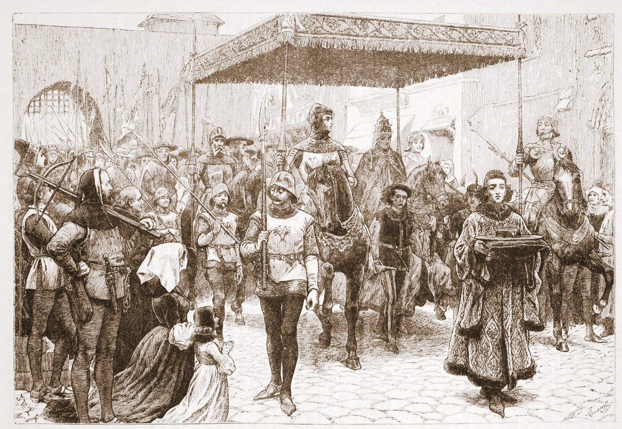 Pope Johns inträde i Constance, illustration från The History of Protestantism av James Aitken Wylie (1808-1890), pub. 1878 av English School