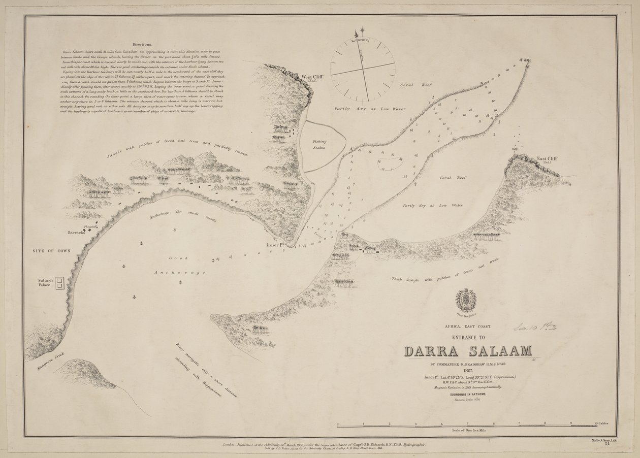Entré till Darra Salaam, av befälhavare R. Bradshaw, HMS Star av English School