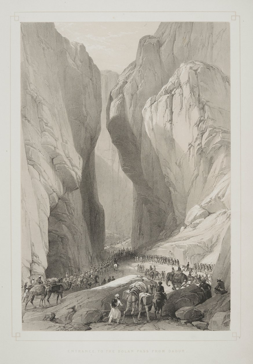 Ingång till Bolan-passet från Dadur, från "Sketches in Afghaunistan" av James Atkinson av English School
