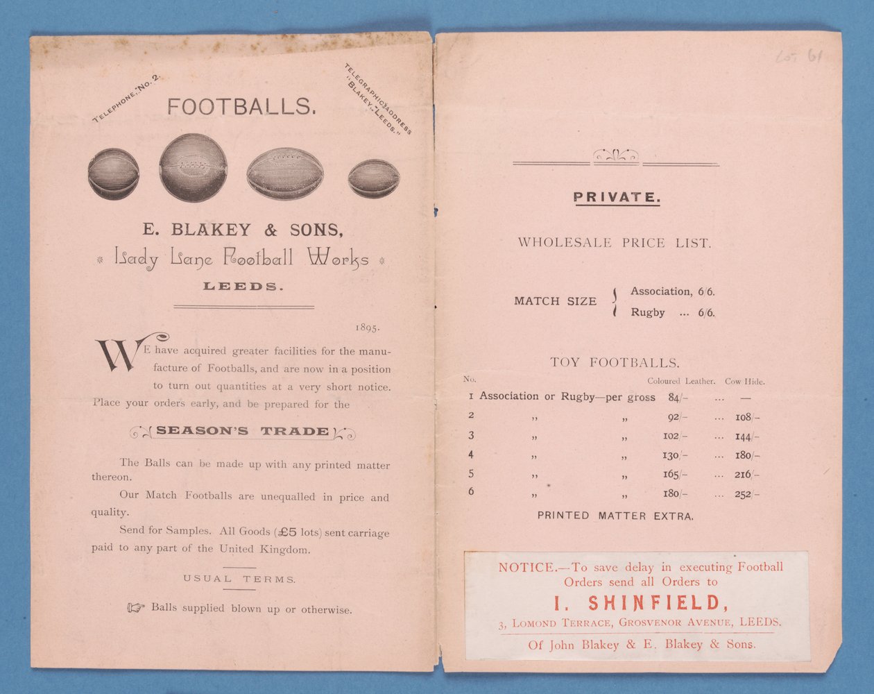 Utrustningskatalog producerad av E. Blakey & Sons, 1895 av English School