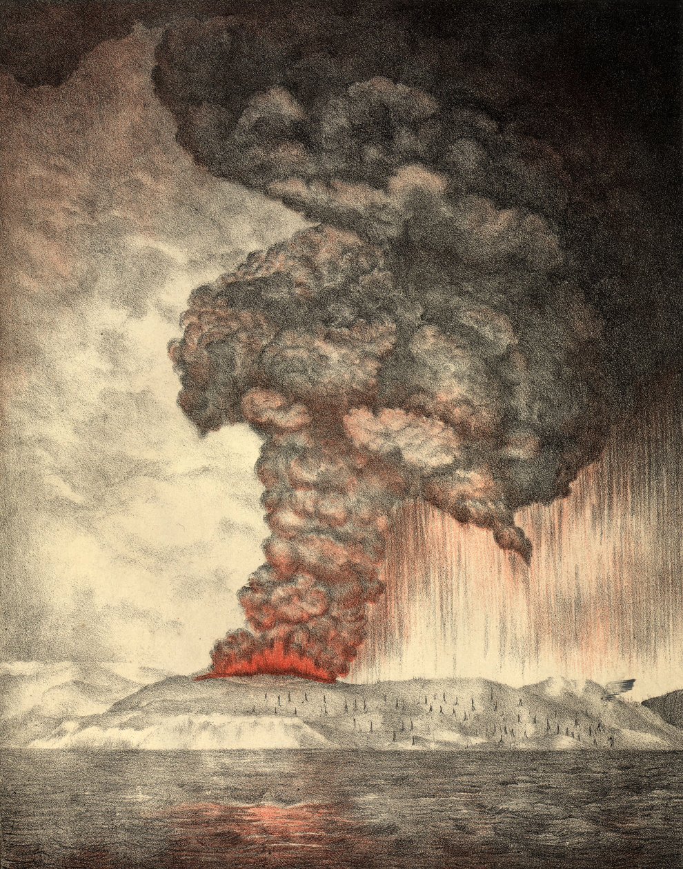 Krakatoas utbrott, 26 augusti 1833, pub.1888 av English School