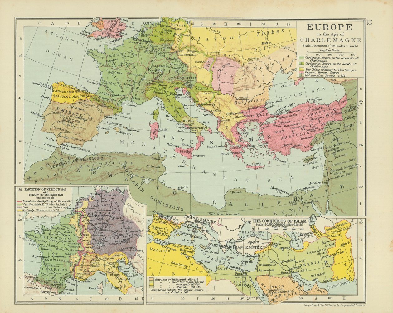 Europa under Karl den stores tidsålder (färglitografi) av English School