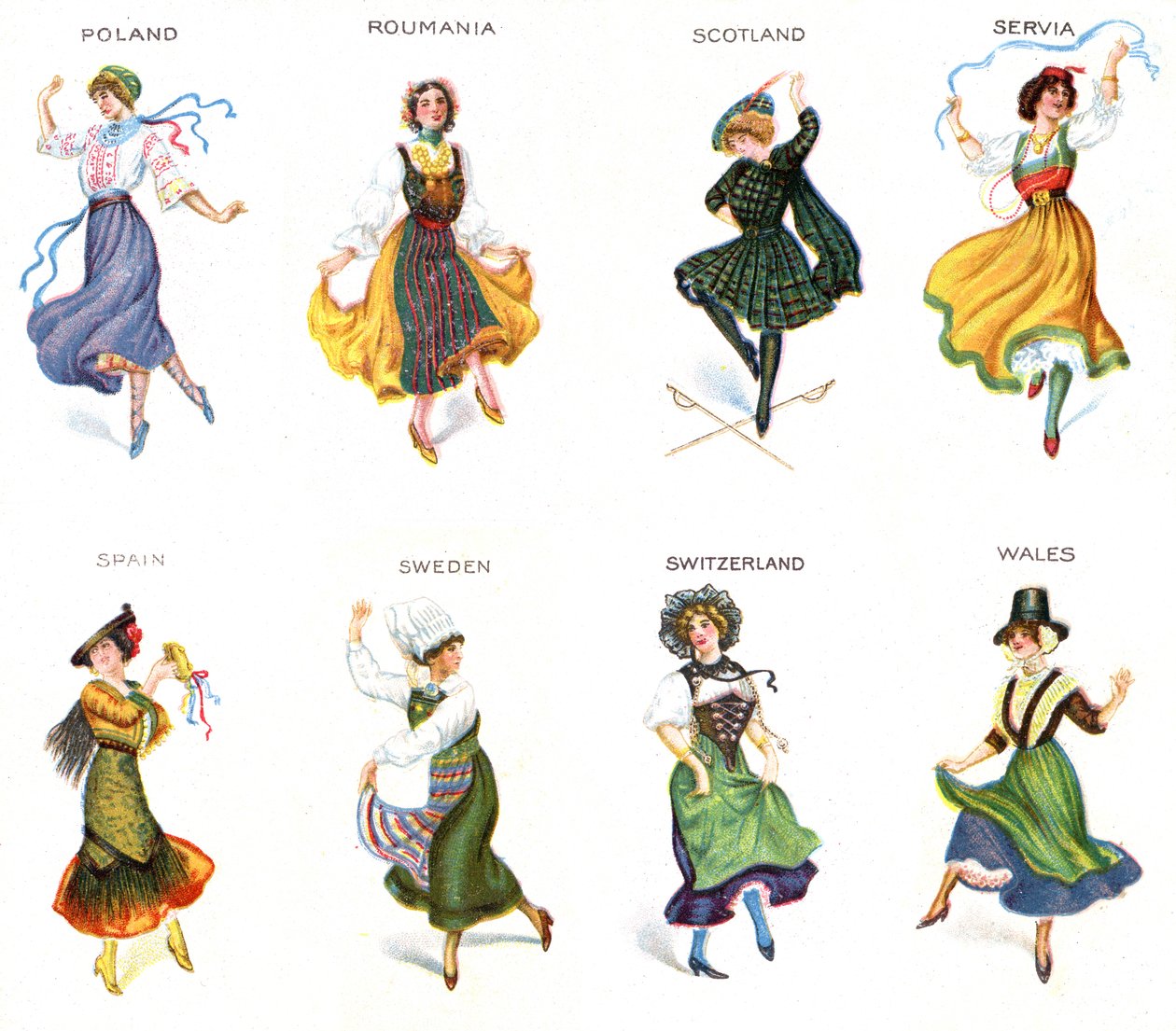 Europeiska dansare, cigarettkort, 1915 (se även 473602) av English School