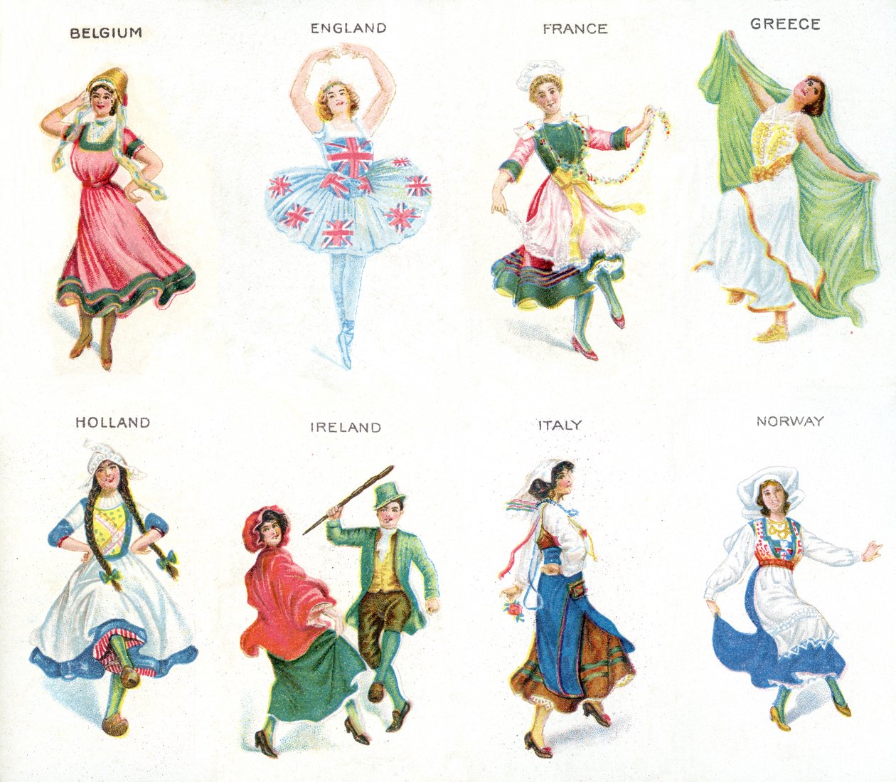Europeiska dansare, cigarettkort, 1915 (se även 473603) av English School