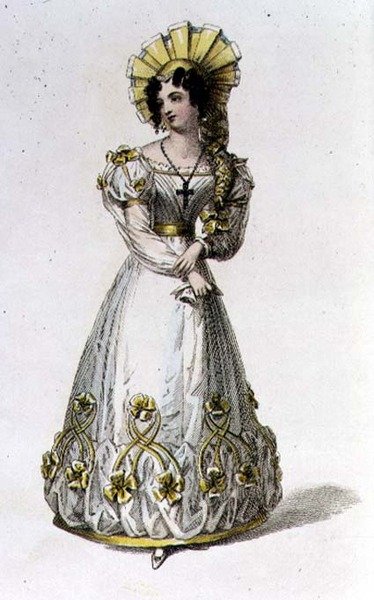 Aftonklänning, modeplatta från Ackermann
