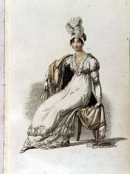 Aftonklänning, modeplatta från Ackermann